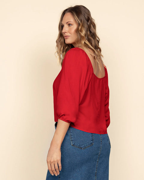 Blusa manga 3/4 de escote en V#color_302-rojo