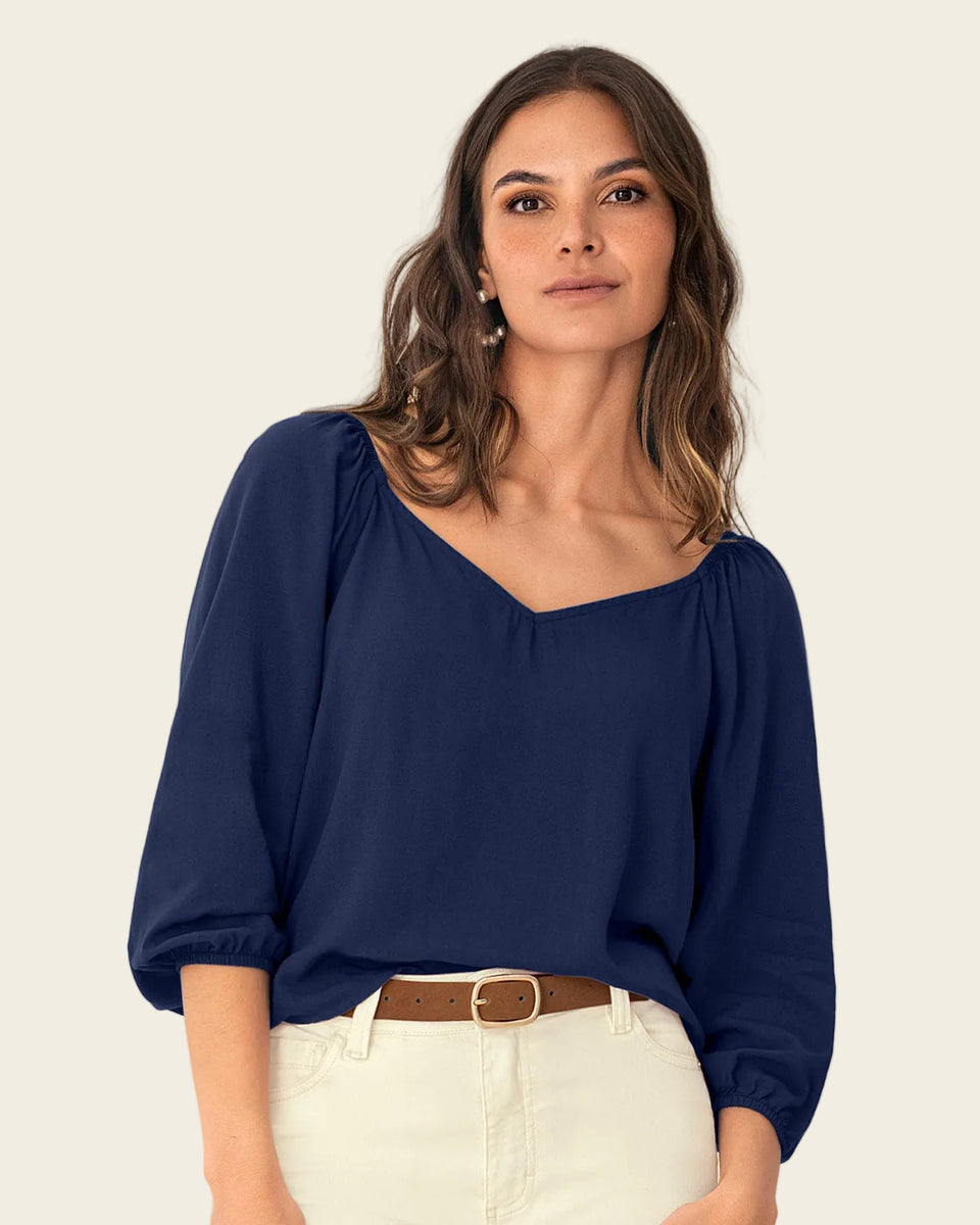 Blusa manga 3/4 de escote en V