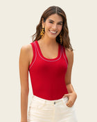 Blusa sin mangas con detalle en contraste#color_c36-rojo