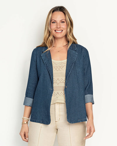 Chaqueta tipo blazer en denim#color_052-azul-medio-denim