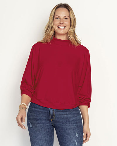 Suéter cuello alto con mangas con volumen#color_302-rojo