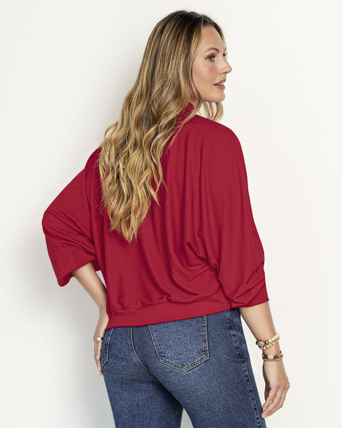 Suéter cuello alto con mangas con volumen#color_302-rojo