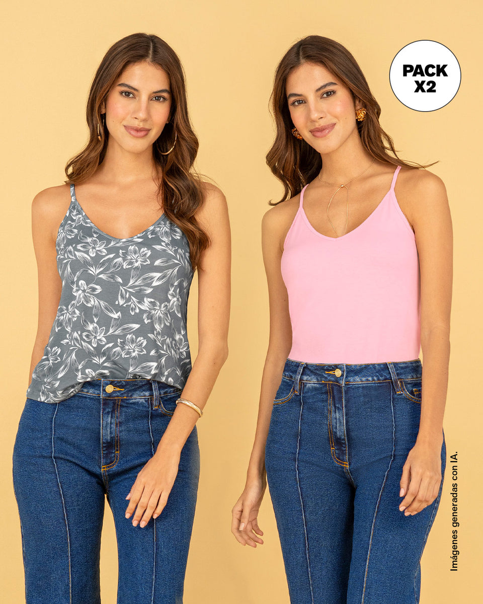 Blusa de tiritas básica x 2