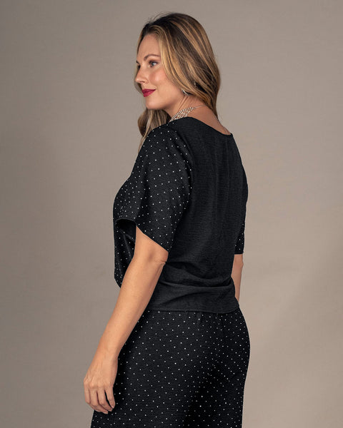 Blusa manga corta con apliques brillantes#color_700-negro