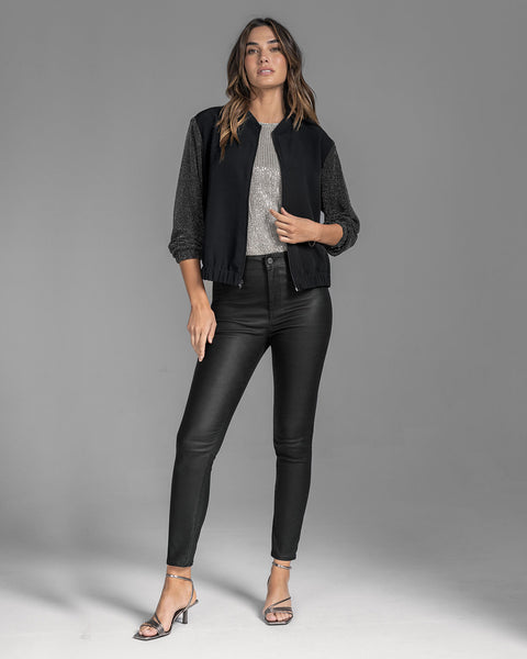 Blusa sin mangas con transparencia y brillo#color_708-plateado