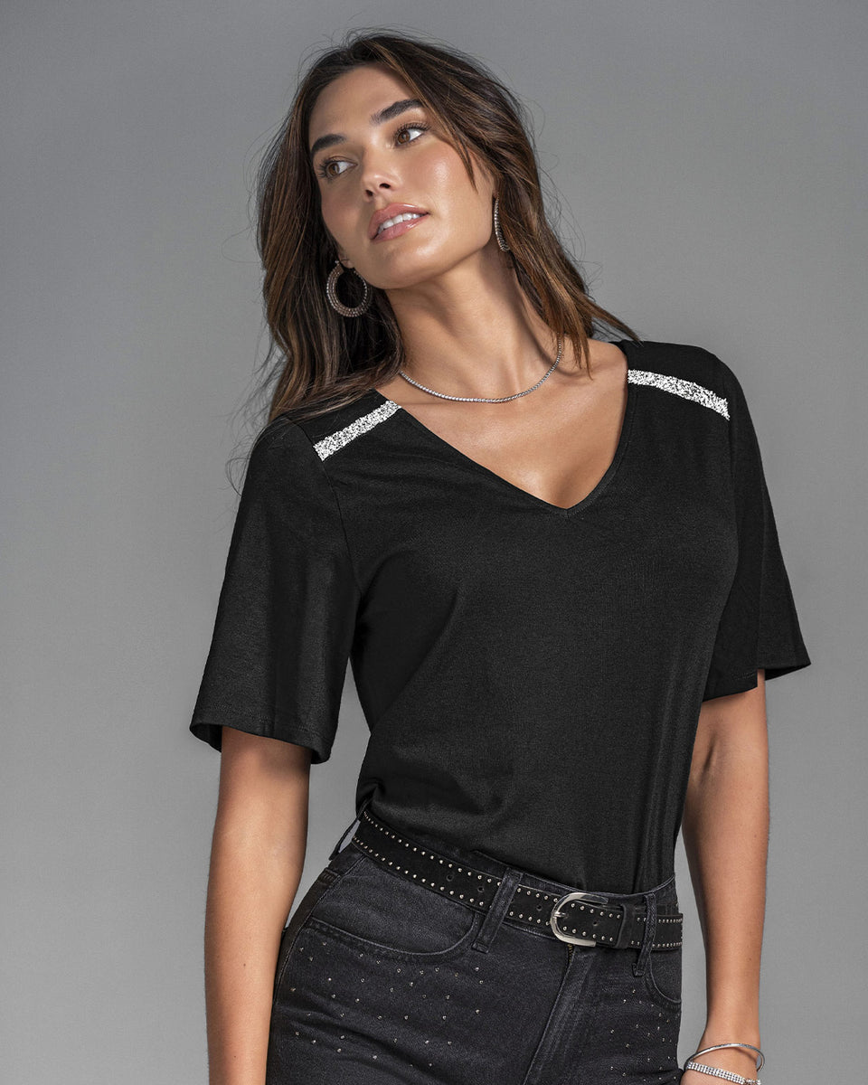 Blusa con aplique con brillo