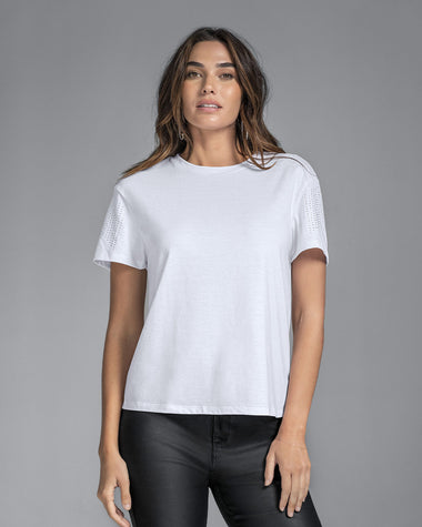 Blusa manga corta con detalles brillantes#color_000-blanco