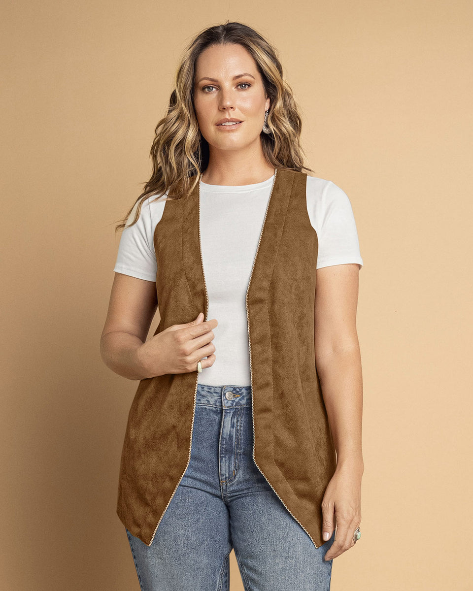 Chaleco en tela con acabado aterciopelado