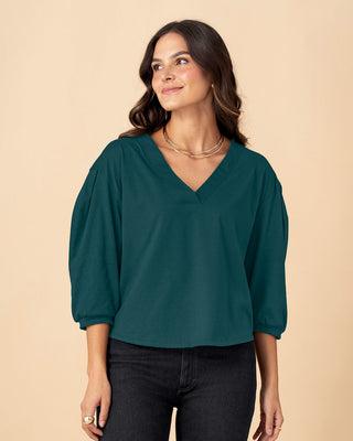Blusa manga 3/4 tipo globo#color_c43-verde-jade