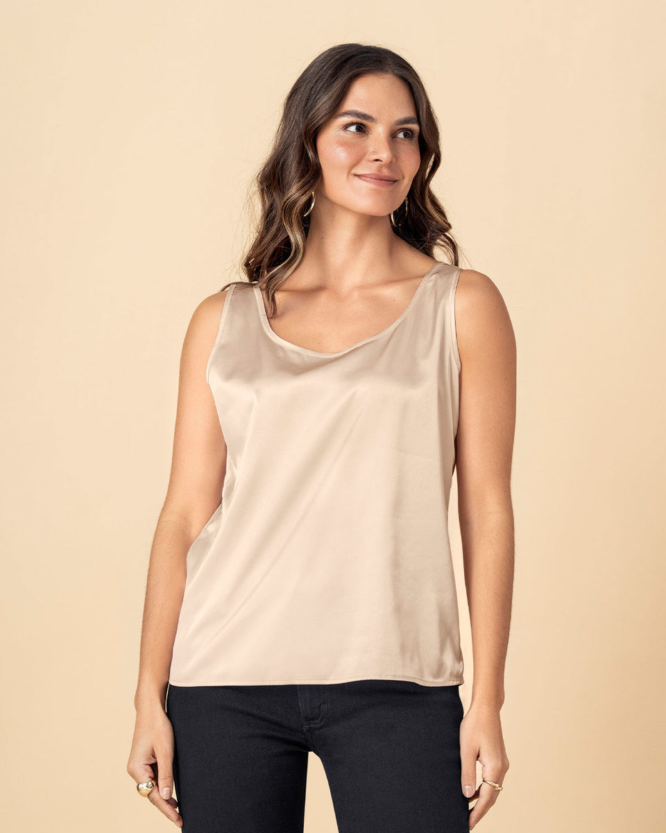 Blusa sin mangas en satín