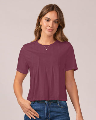 Blusa manga corta con prenses decorativos en frente#color_c32-malva