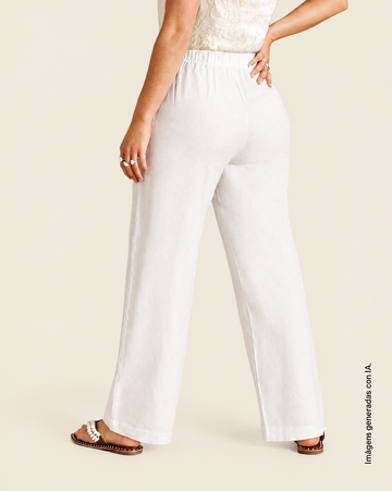 Pantalón ruedo recto con bolsillos bordados#color_018-marfil