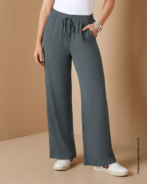 Pantalón de silueta amplia en tela craquelada#color_c13-gris-osc