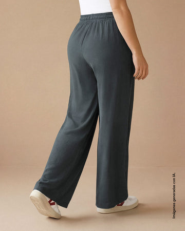 Pantalón de silueta amplia en tela craquelada#color_c13-gris-osc