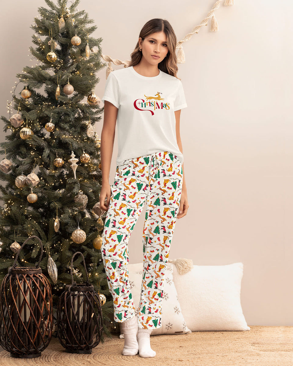 Pantalón de pijama para mujer con estampado de navidad