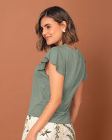 Camiseta manga corta con bolero en mangas#color_601-verde