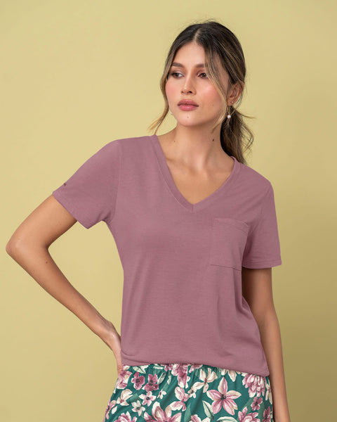 Blusa manga corta con bolsillo cuadrado#color_411-morado