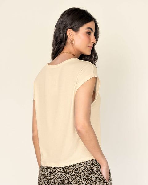 Blusa manga corta y rodada de silueta amplia#color_018-marfil