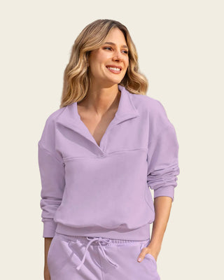 Suéter tipo polo de silueta amplia#color_c51-lila