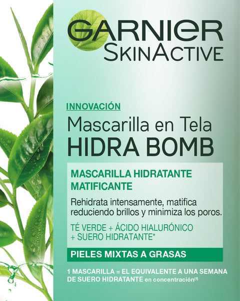 Garnier skin active mascarilla en tela hidra bomb té verde#color_000-sin-color