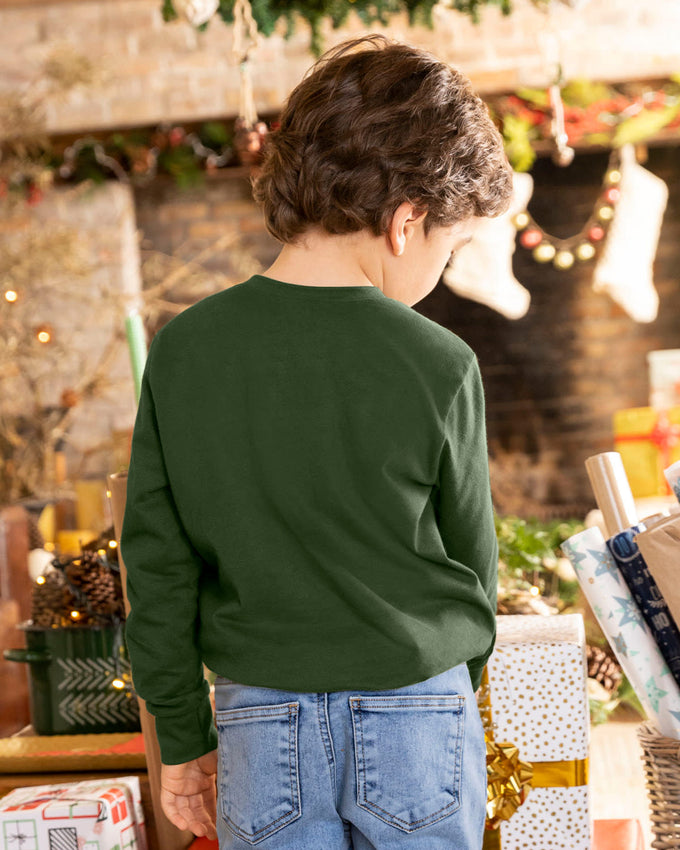 Suéter manga larga infantil con fajón y puños en rib#color_249-verde-navidad