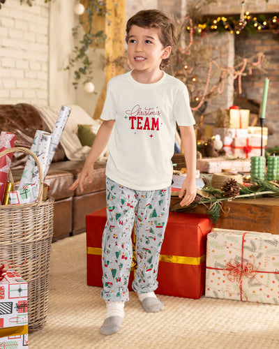 Camiseta de pijama con estampado localizado para niño#color_806-marfil-estampado