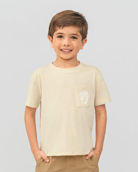 Camiseta manga corta con bolsillo frontal para niño#color_084-arena