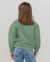 Suéter cuello redondo con hombros caídos para niña#color_171-verde