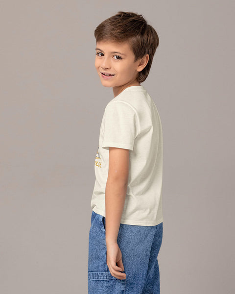 Camiseta manga corta cuello redondo con estampado frontal#color_253-crema