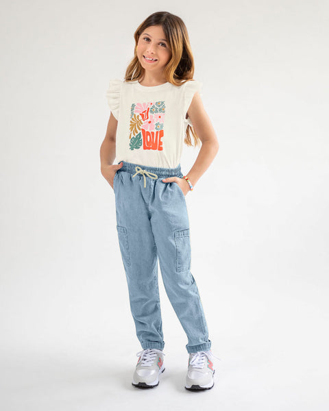 Blusa estampada manga corta infantil#color_038-blanco-estampado