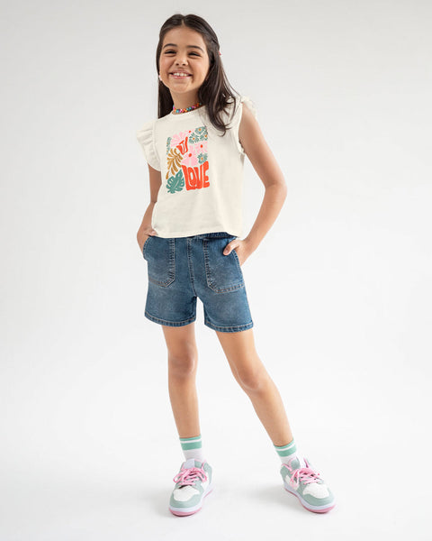 Blusa estampada manga corta infantil#color_038-blanco-estampado