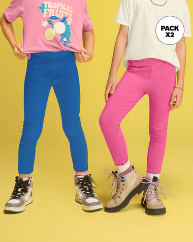 Paquete x 2 leggings para niña#color_s01-azul-rosado