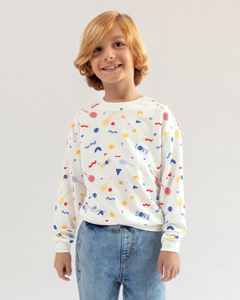 Suéter cuello redondo infantil unisex#color_088-marfil-estampado