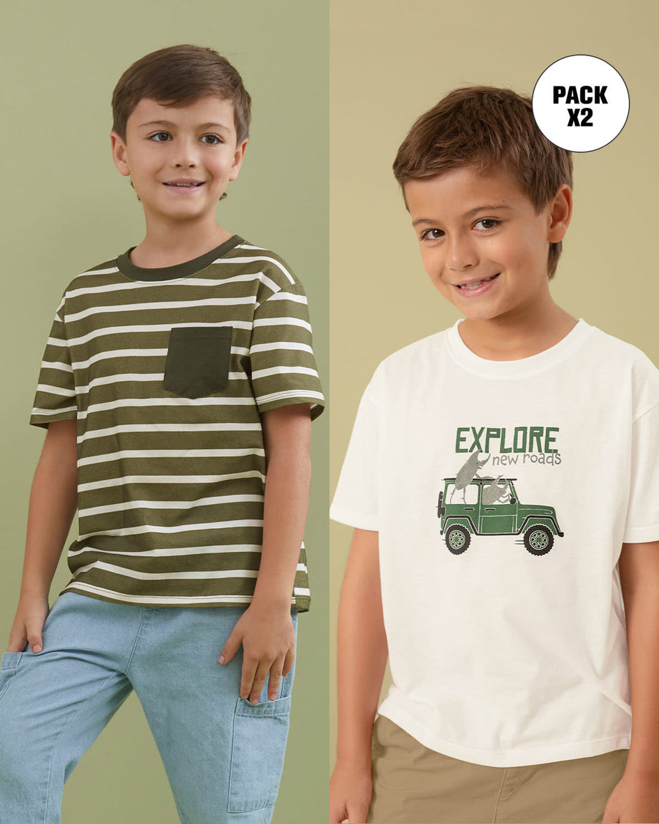 Paqueta x2 camisetas manga corta infantiles