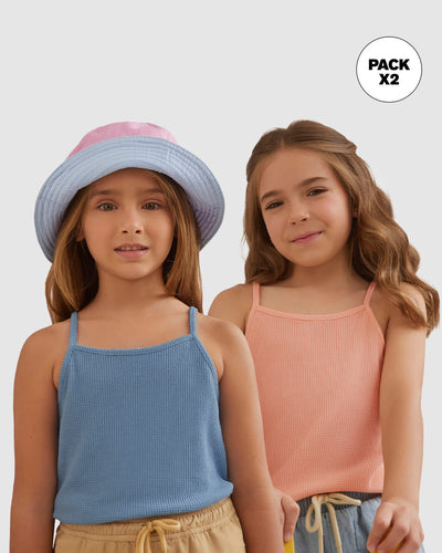 Blusa de tiritas x2 para niña#color_s01-rosado-y-azul