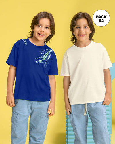 Paquete x2 blusas manga corta para niña#color_s05-azul-estampado-marfil