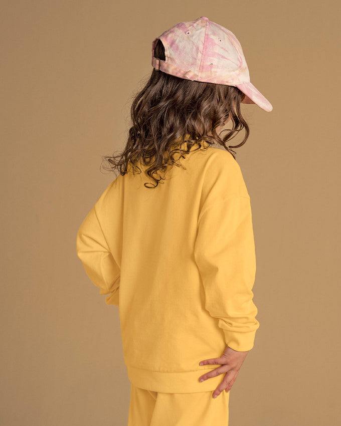 Suéter manga larga con cuello redondo y hombro caído#color_107-amarillo