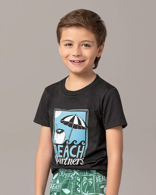 Camiseta manga corta infantil con estampado en frente#color_092-gris