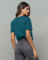 Blusa en algodón manga corta con estampado localizado#color_064-verde