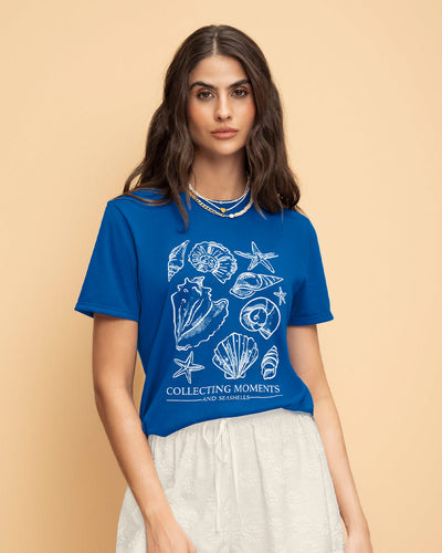 Blusa en algodón manga corta con estampado localizado#color_169-azul