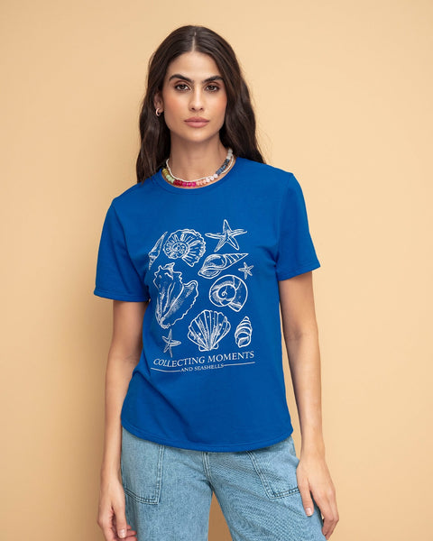 Blusa en algodón manga corta con estampado localizado#color_169-azul