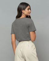 Blusa en algodón manga corta con estampado localizado#color_784-gris