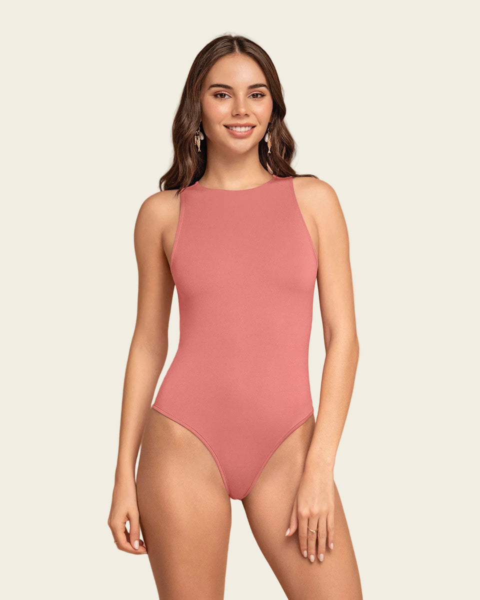 Body sin mangas de silueta ajustada y cuello alto