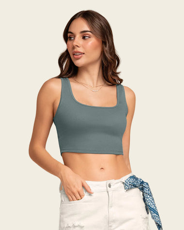 Blusa sin mangas crop top en tejido acanalado#color_508-azul-gris-ceo