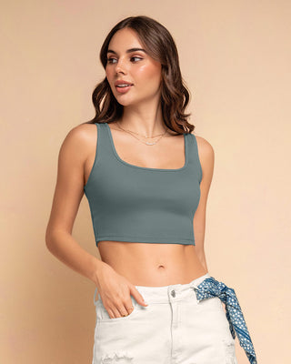 Blusa sin mangas crop top en tejido acanalado#color_508-azul-gris-ceo