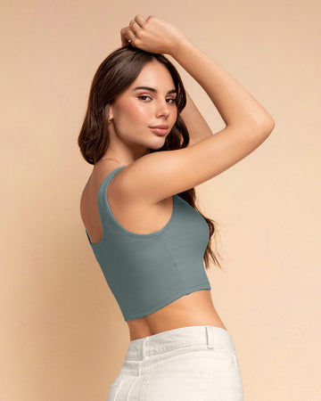 Blusa sin mangas crop top en tejido acanalado#color_508-azul-gris-ceo
