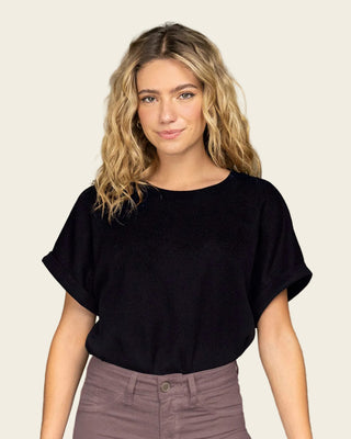 Blusa manga corta con textura#color_700-negro