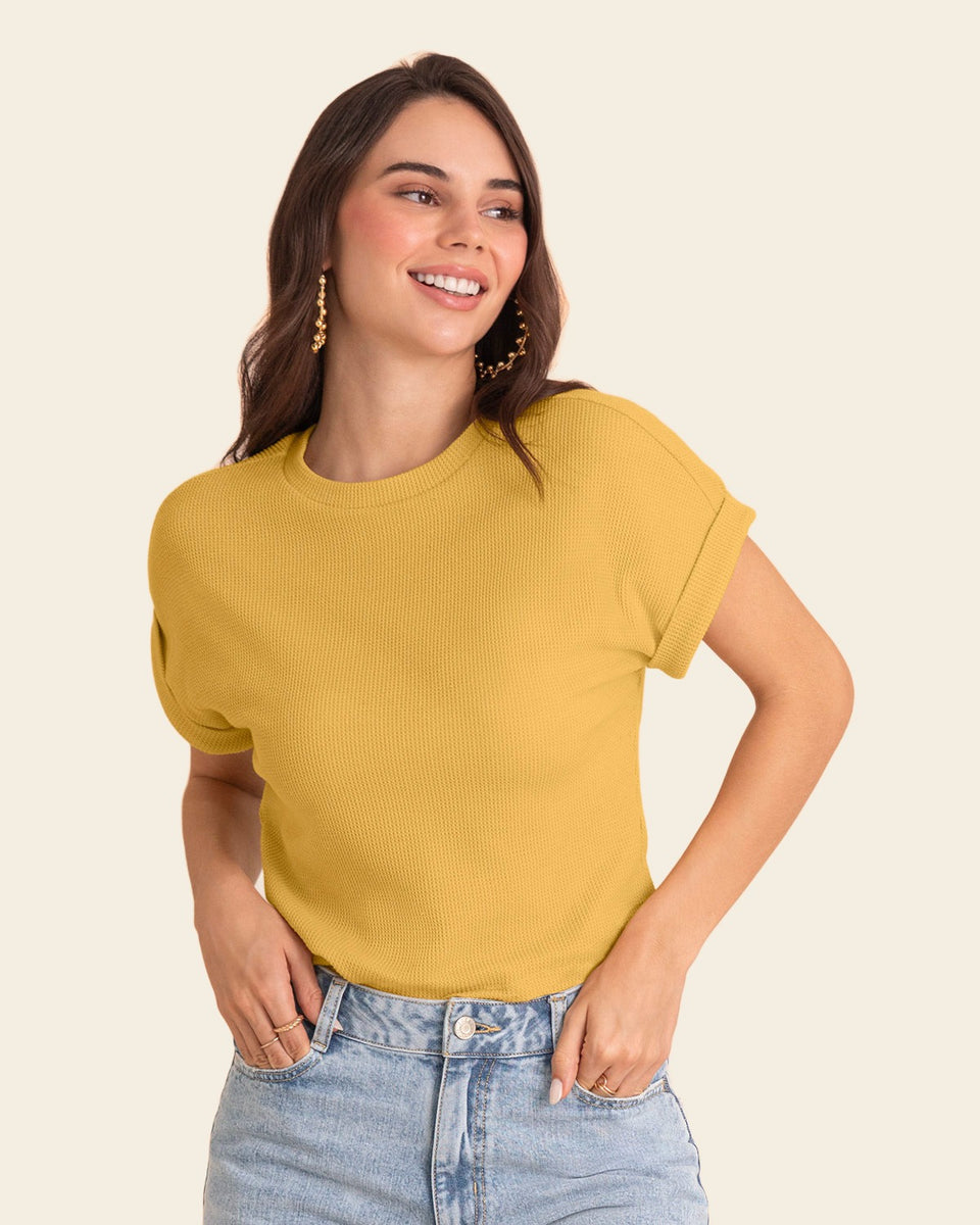 Blusa manga corta con textura
