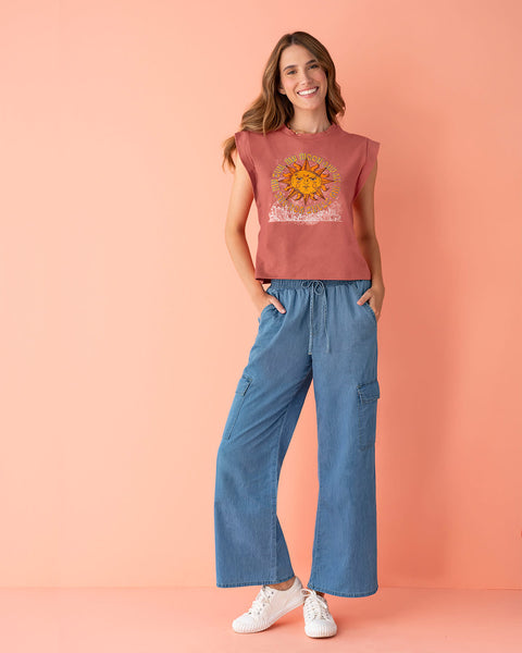 Pantalón ruedo recto con bolsillos funcionales y tira decorativa#color_141-indigo
