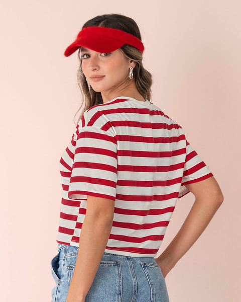 Blusa manga corta silueta amplia#color_146-rayas-rojas